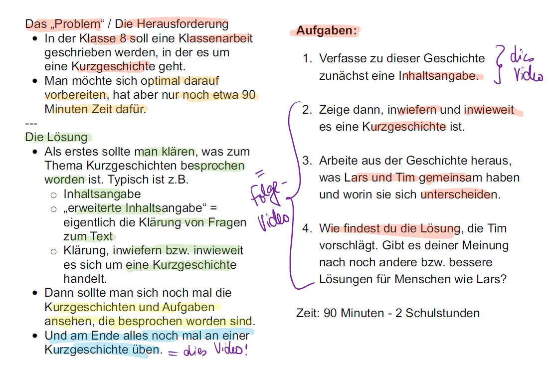 Klassenarbeit Inhaltsangabe Kurzgeschichte Klasse 7 Pdf textaussage.de