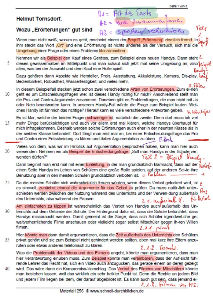 Musterlösung Informierender Text Beispiel Pdf Übung zum Umgang mit Sachtexten - Beispiel: informierender Text