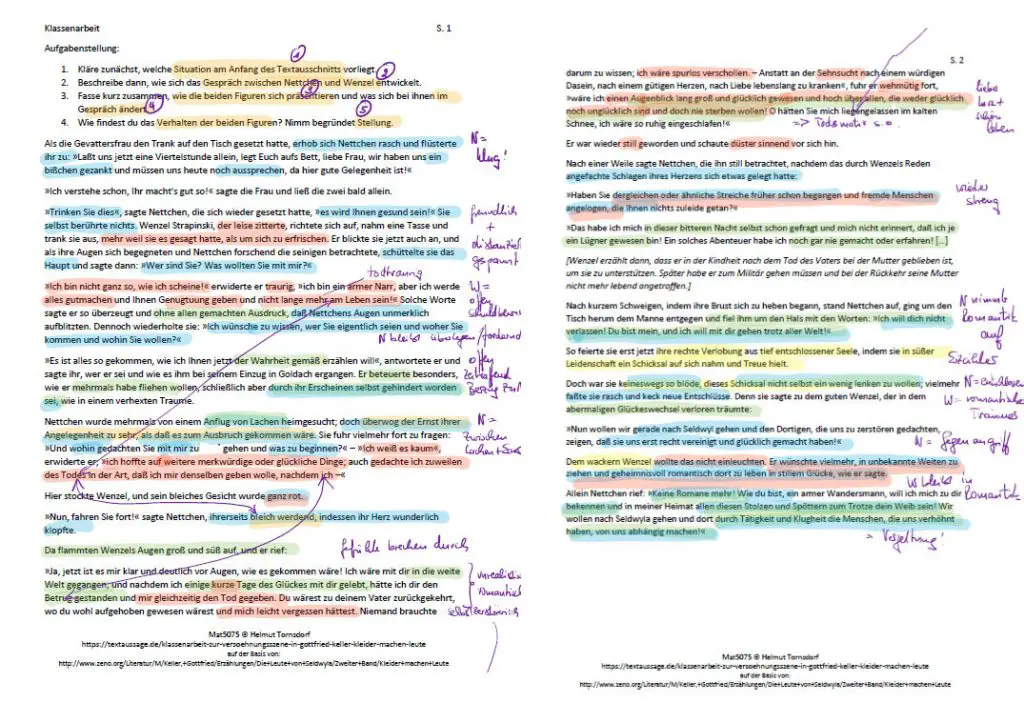 Kleider Machen Leute Klassenarbeit Pdf textaussage.de