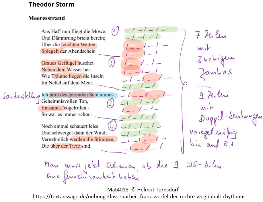 Meeresstrand Von Theodor Storm Klassenarbeit - Übung Theodor Storm, "Meeresstrand" - Inhalt und